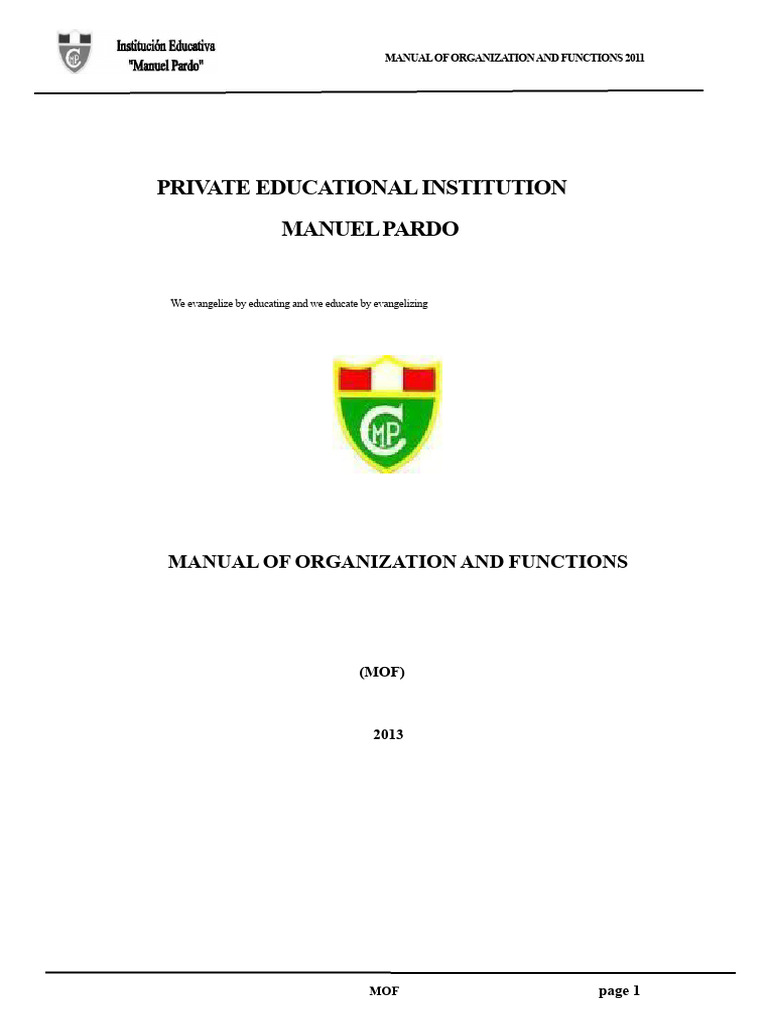 Organization and Functions Manual of The Private Educational ...