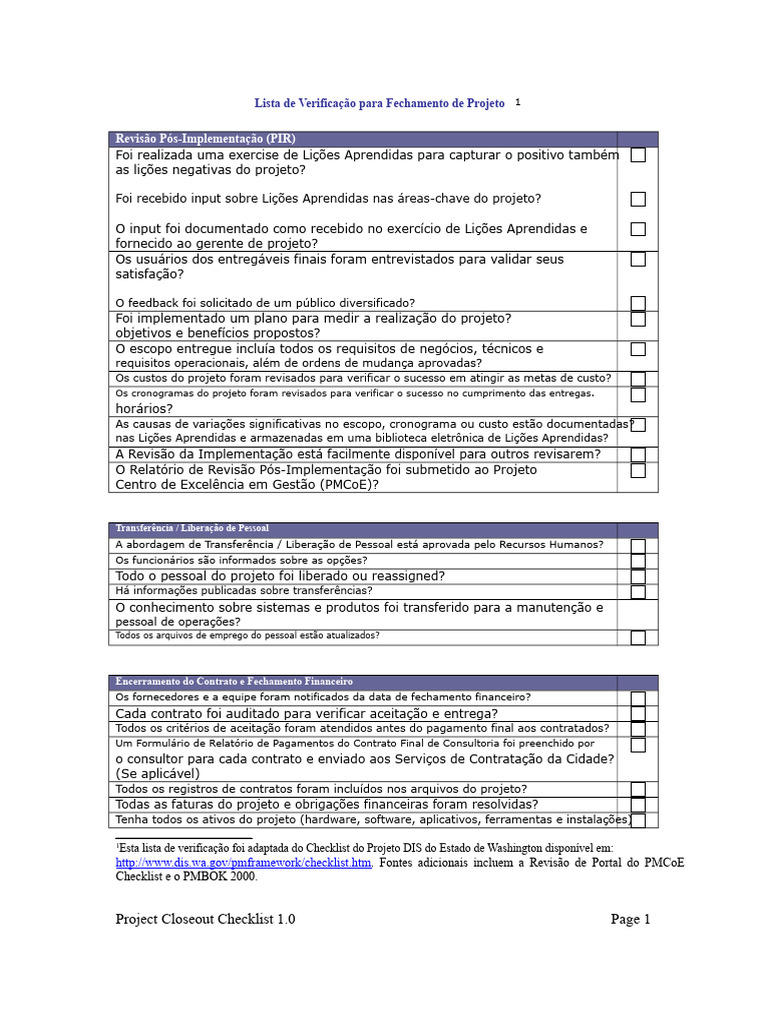 Procedimento de Encerramento do Projeto | PDF | Informática