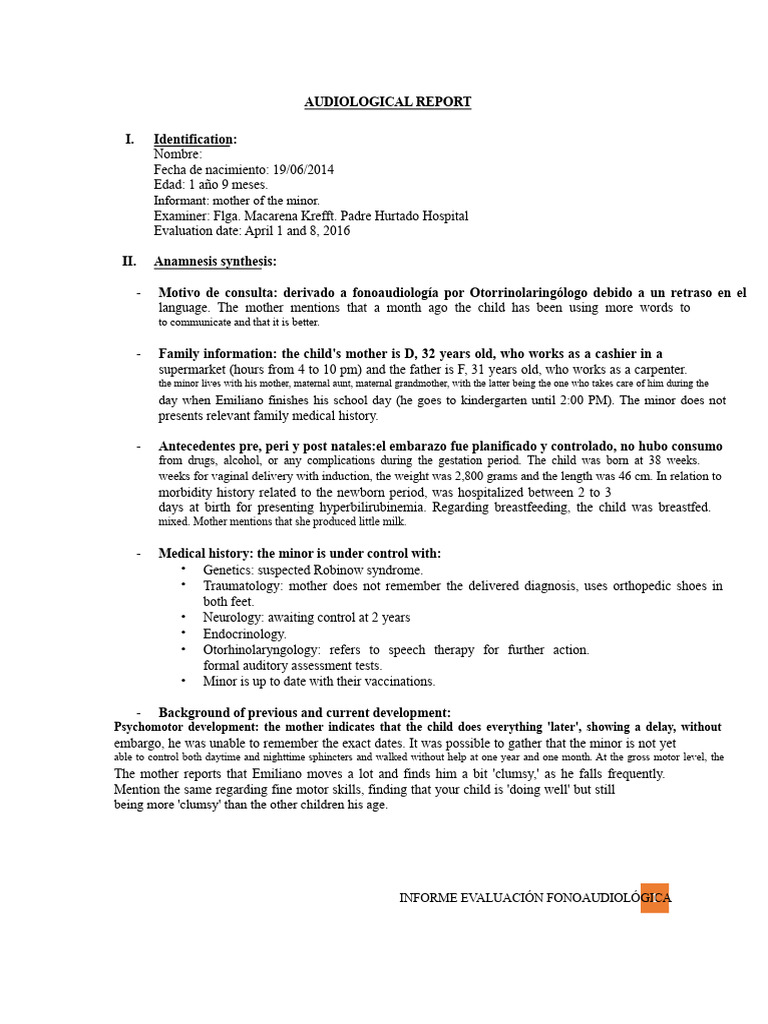 Audiological Report for Language Delay | PDF | Word | Speech