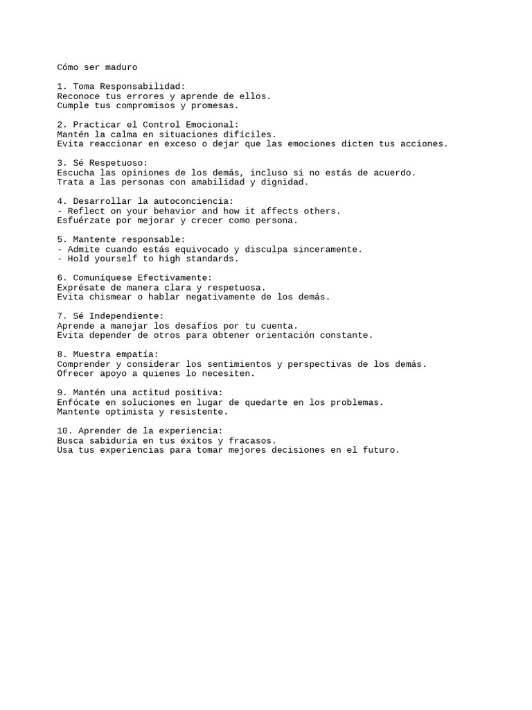 Claves para ser una persona madura | PDF