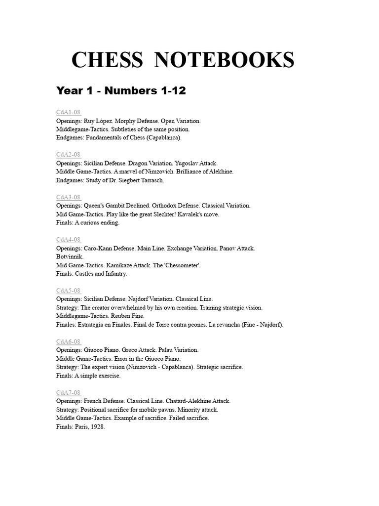 Chess Notebooks: Openings and Tactics | PDF | Chess Openings | Chess