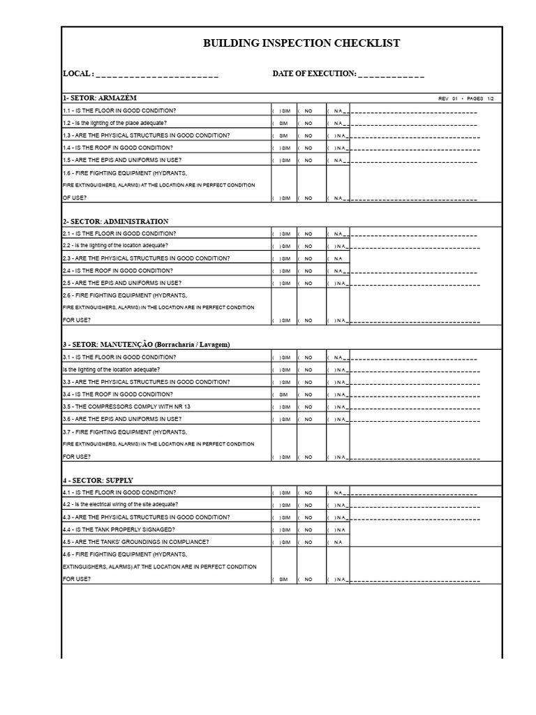 Building Inspection Checklist Template | PDF | Firefighting | Safety