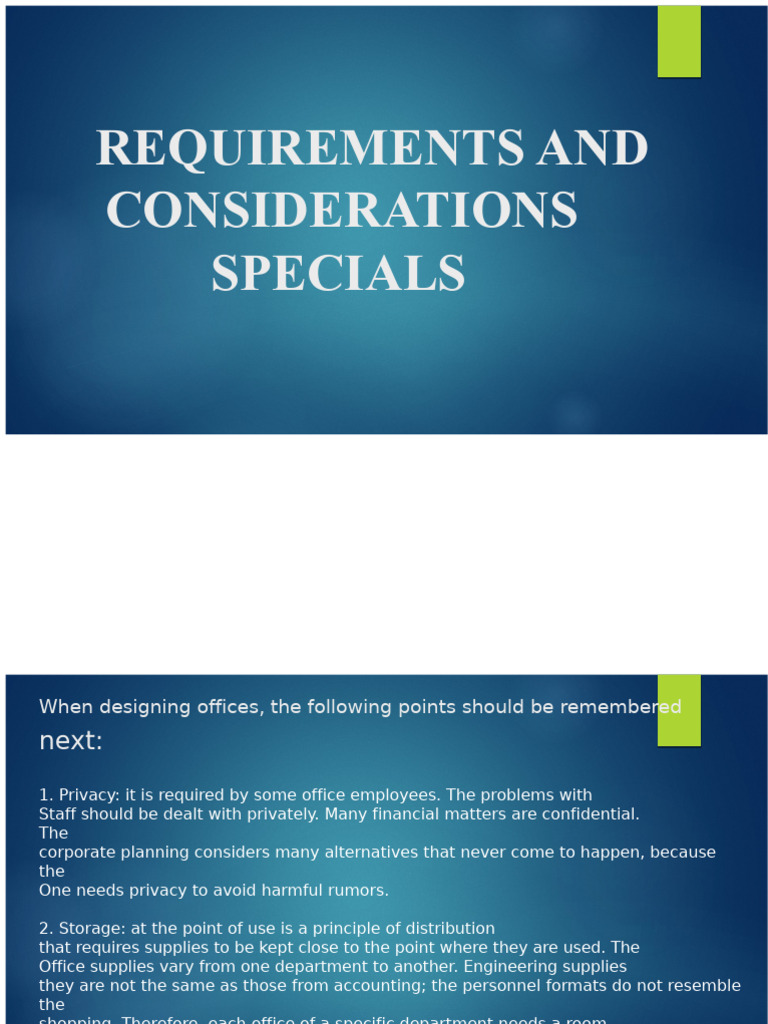Office Design Requirements and Considerations | PDF | Mail
