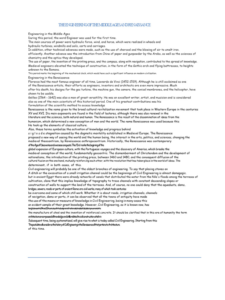 The Engineering of The Middle Ages and Renaissance | PDF | Renaissance ...