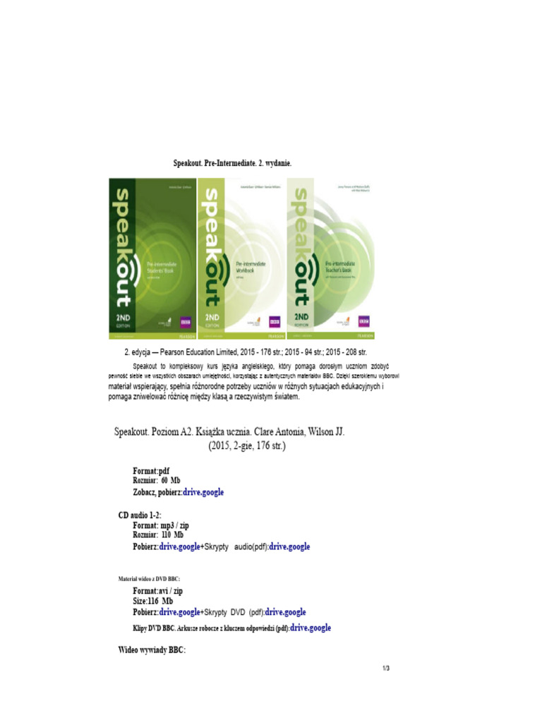 Speakout. Pre-Intermediate. 2. Wydanie | PDF