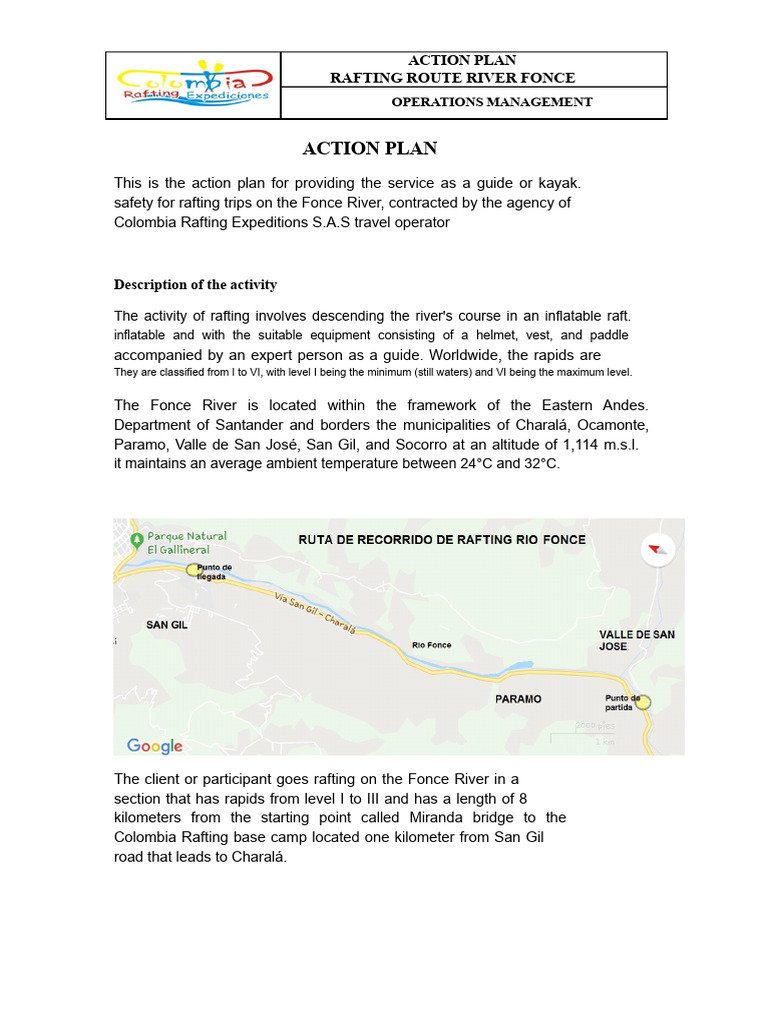 Fonce River Rafting Action Plan | PDF | Emergency | First Aid