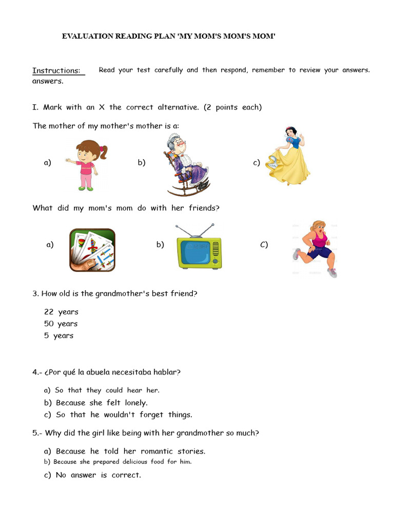 Test Book The Mom of My Mom | PDF