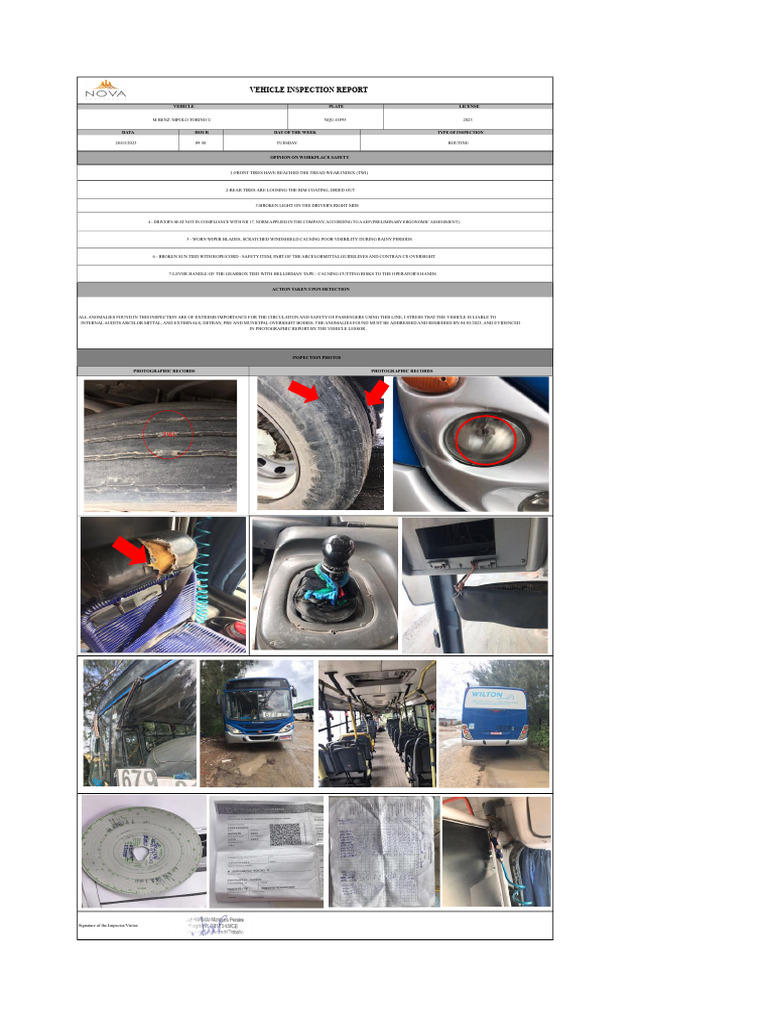 Vehicle Inspection Report Summary | PDF | Tire | Transport