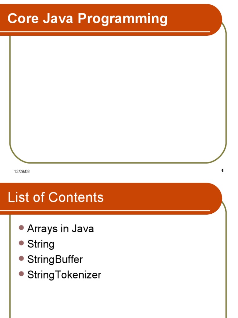 Core Java Programming 1 | PDF | String (Computer Science) | Matrix ...