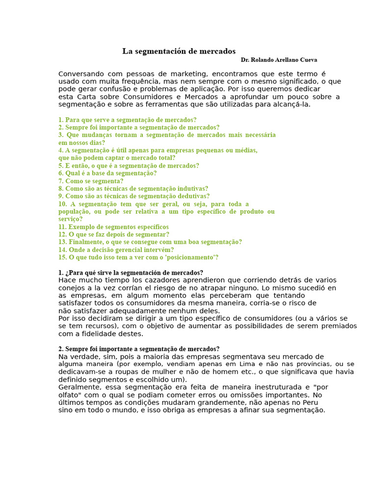 Segmentação de Mercados: Conceitos e Técnicas | PDF | Mercado (economia ...