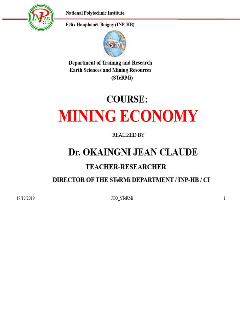 Mining Economy Course Overview | PDF | Net Present Value | Internal ...