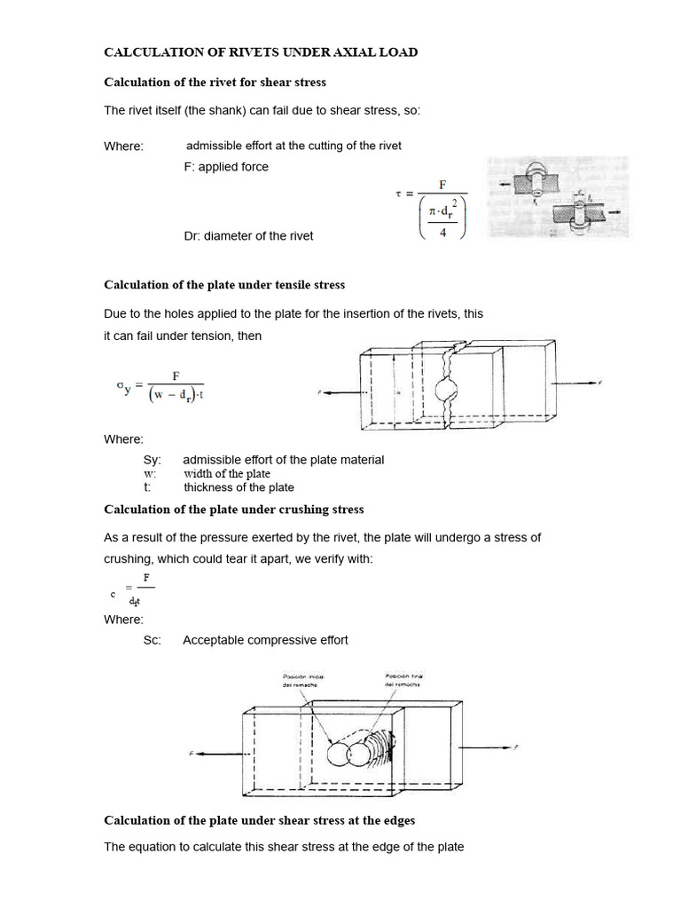 Calculation of Rivets Under Axial Load | PDF | Stress (Mechanics) | Rivet