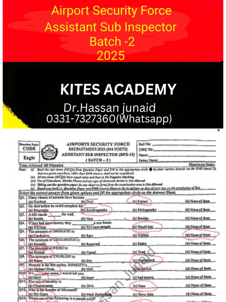Airport Security Force (Assistant Sub Inspector) Batch - 2 (2025) | PDF