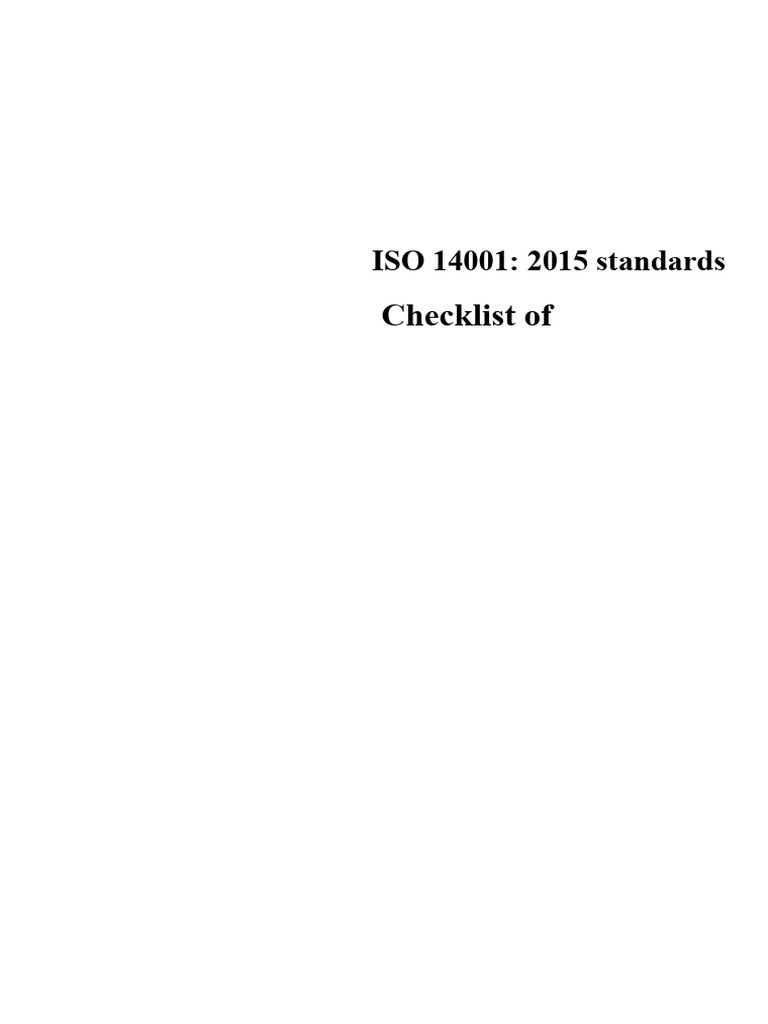 ISO 14001:2015 Compliance Checklist | PDF | Risk | Audit