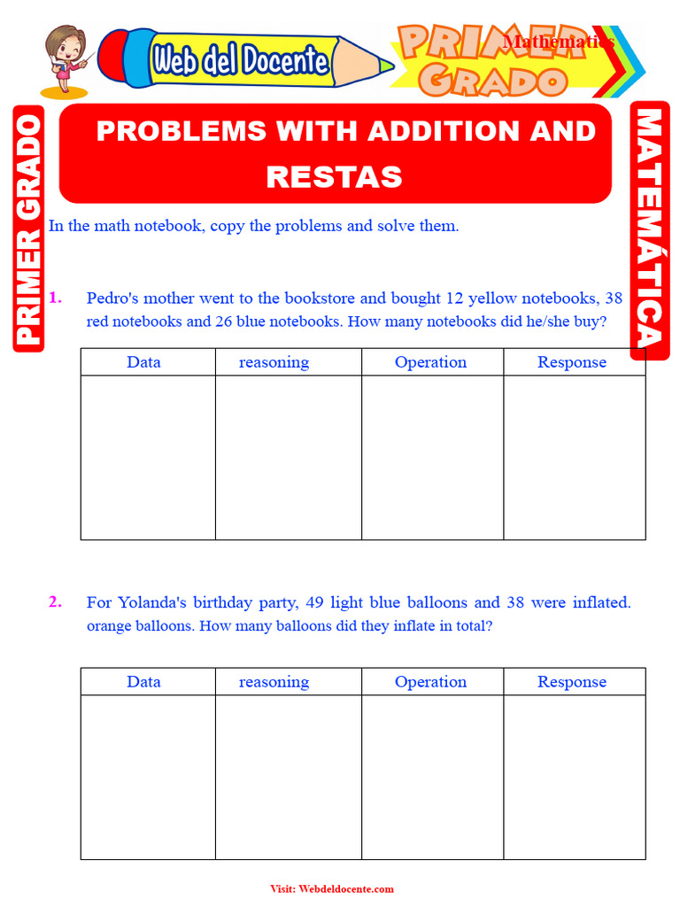 Problems With Addition and Subtraction For First Grade | PDF | Chess ...