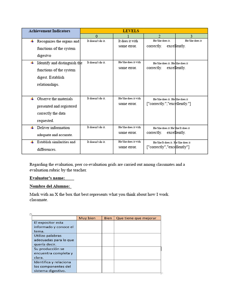 Rubric and Evaluation Grid | PDF