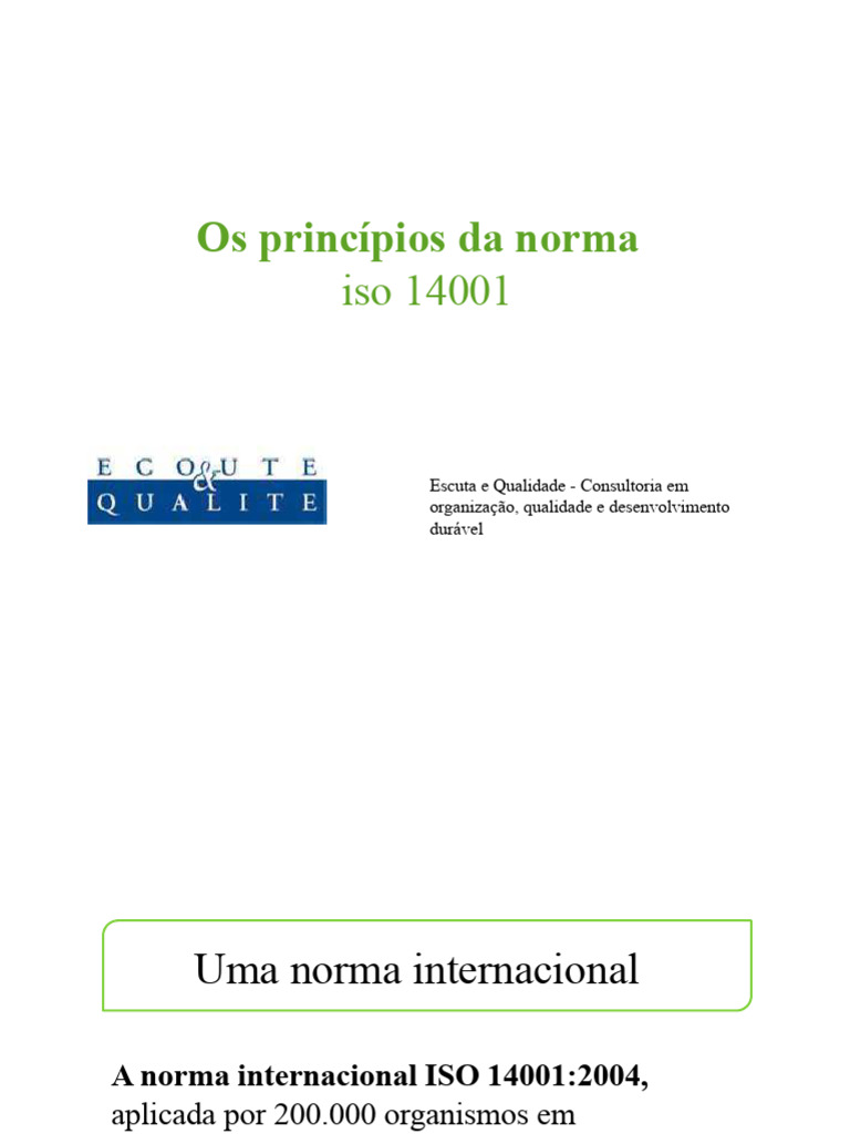 Os Princípios Da Norma Iso 14001 - Escuta e Qualidade | PDF | Qualidade ...