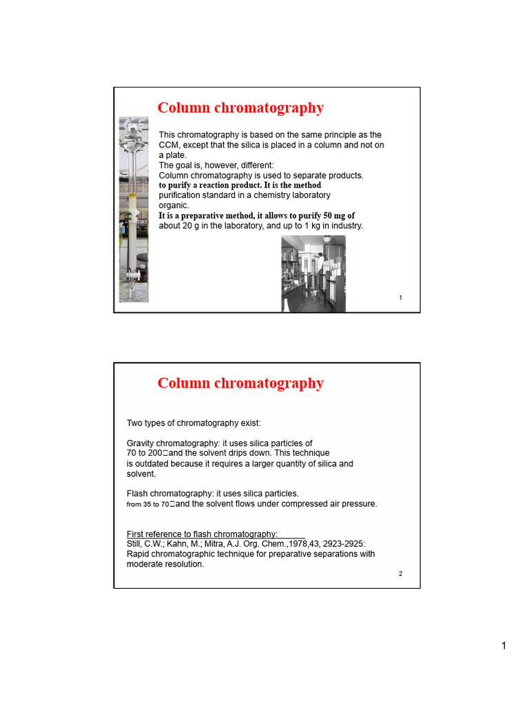 Column Chromatography Techniques Explained | PDF | Chromatography | Elution