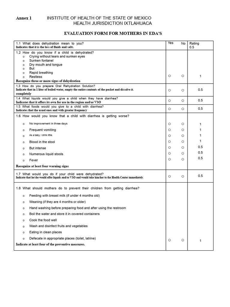 Eda Questionnaire | PDF | Diarrhea | Dehydration