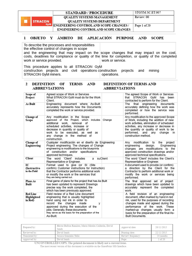 Engineering Change Control Procedures | PDF | Request For Information ...