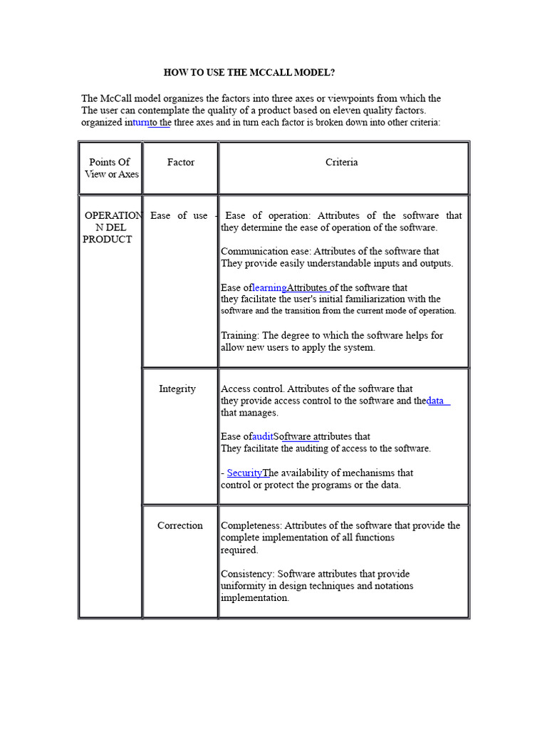 McCall Model: Quality Assessment Guide | PDF | Software | Modular ...