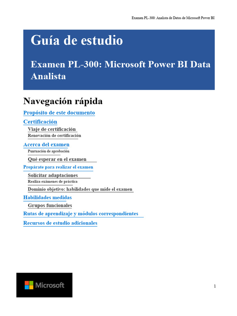 PL-300 GuíaDeEstudio ESN v101 2.1a | PDF | Microsoft | Informática