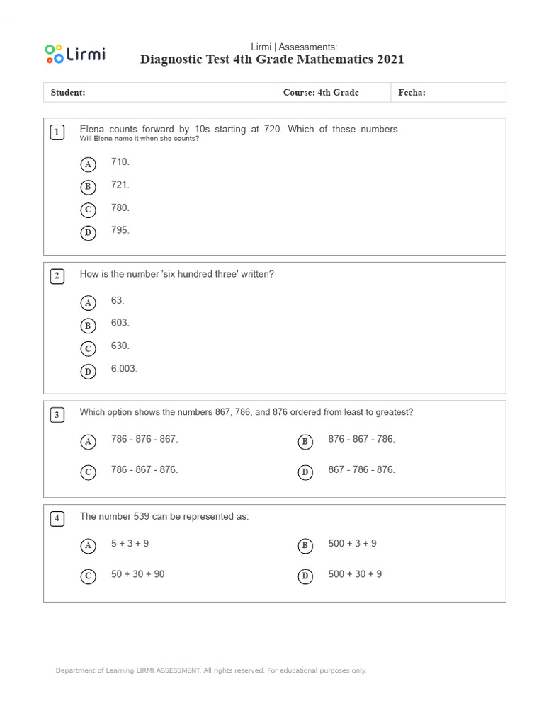 Diagnostic Test 4 Basic Mathematics | PDF | Shape | Triangle