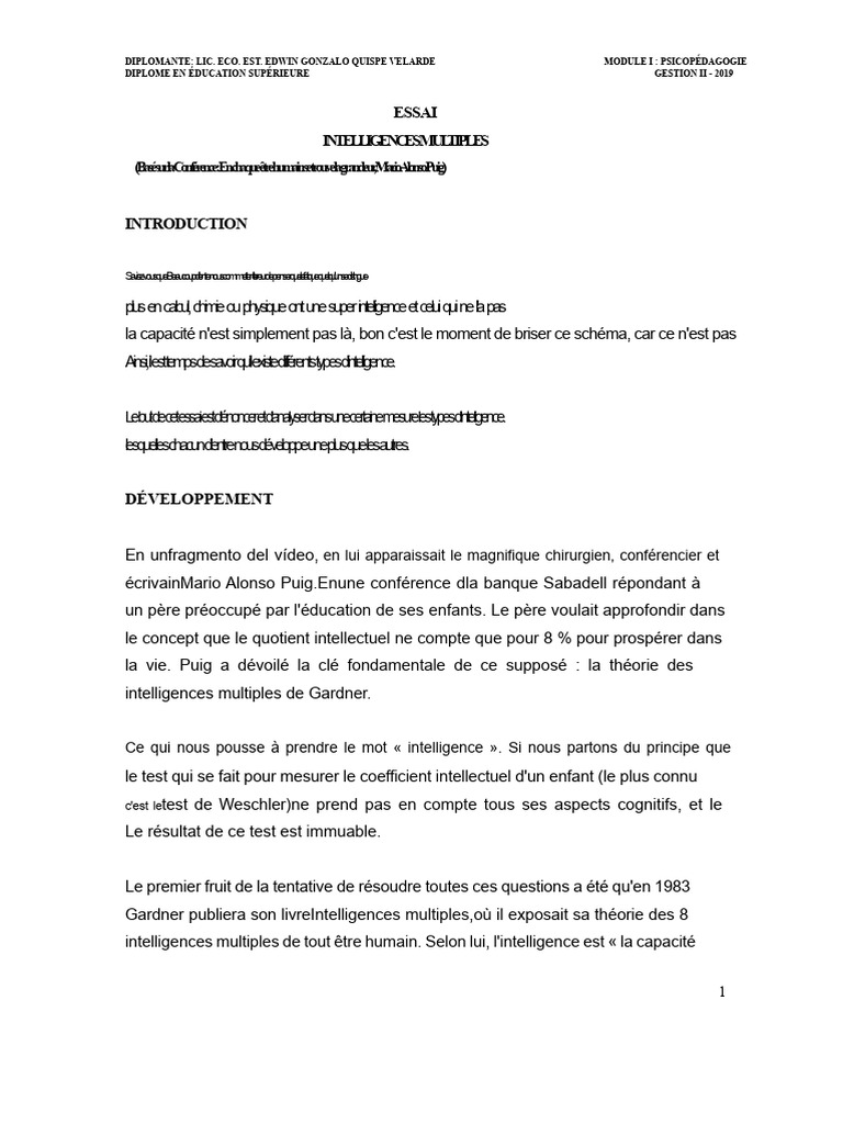 Types d'intelligences multiples expliqués | PDF | Intelligence ...