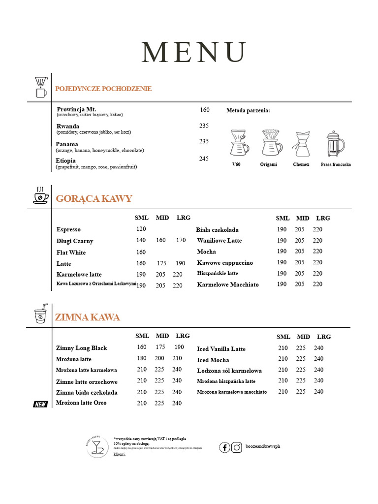 Menu Napojów I Piw | PDF