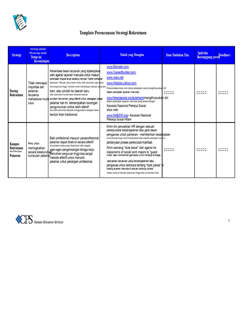 Template Perencanaan Strategi Rekrutmen | PDF