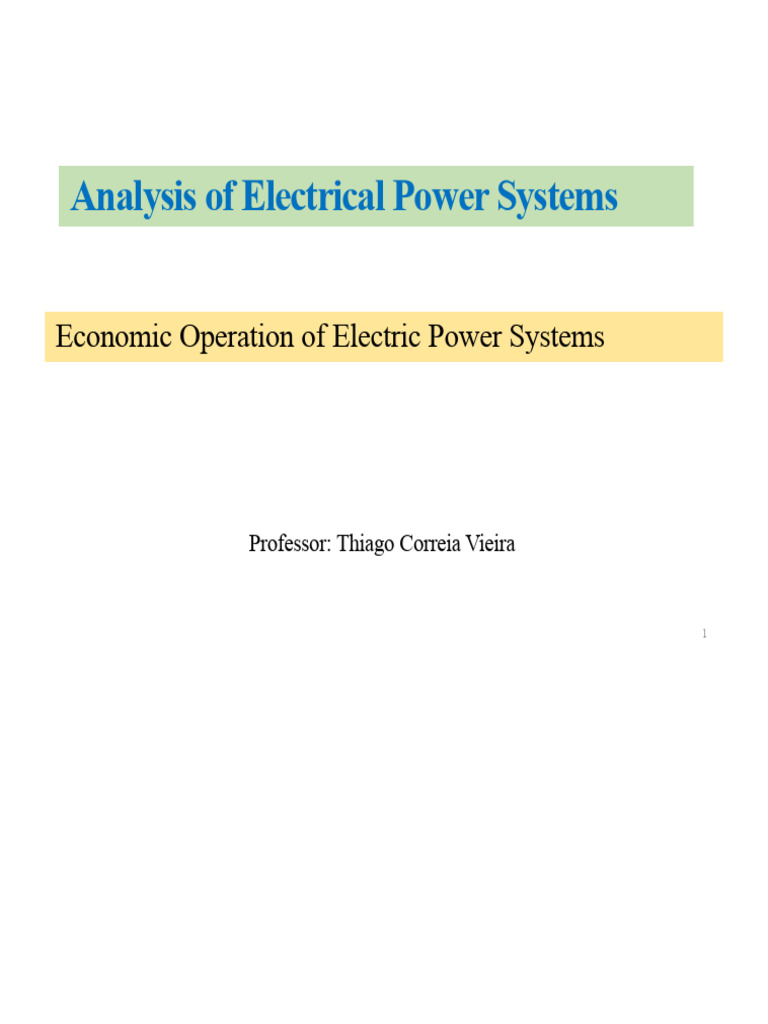 Economic Operation of Power Systems | PDF | Electricity Generation ...