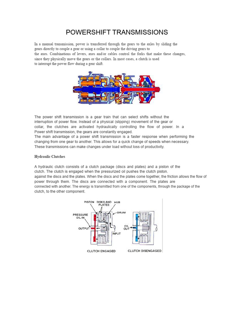 Power Shift Transmissions Explained | PDF | Clutch | Gear