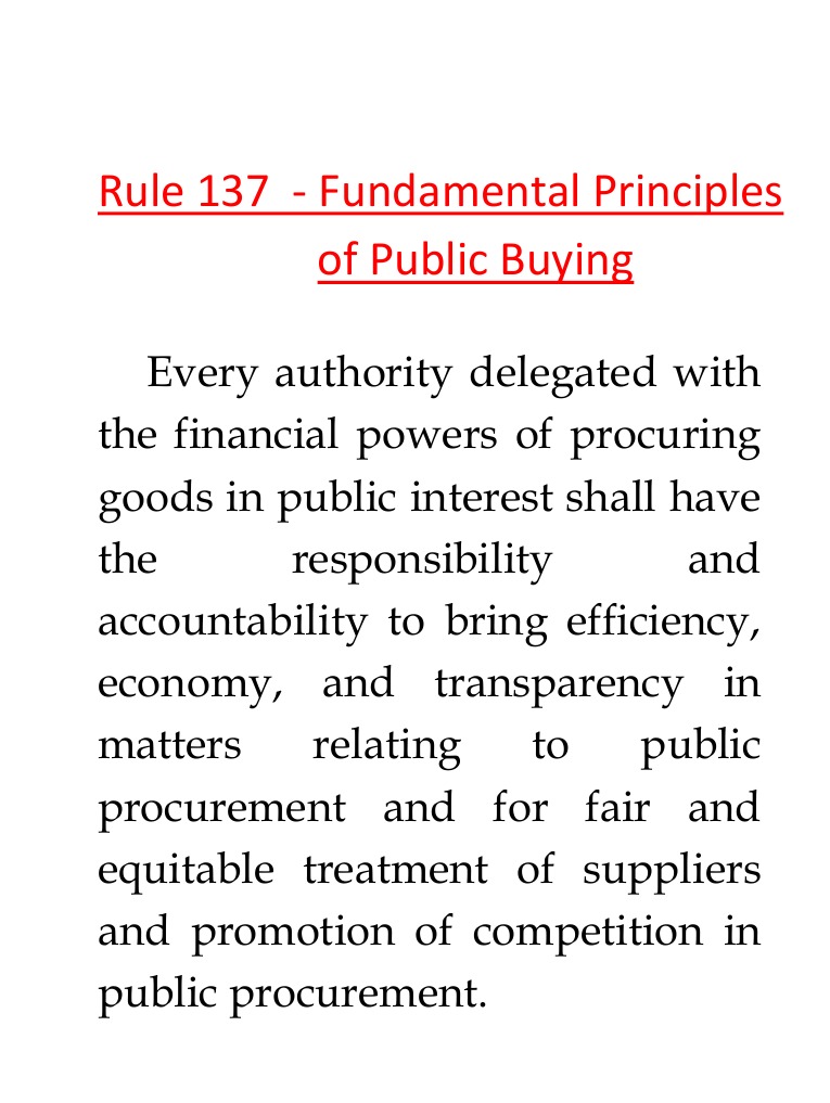 Rule 137 Fundamental Principles of Public Buying | PDF | Finance ...