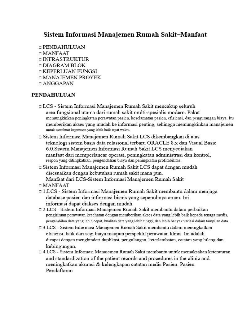 Manfaat Sistem Informasi Manajemen Rumah Sakit | PDF
