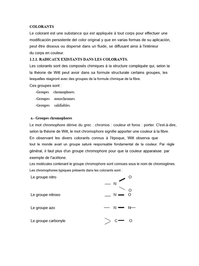 Types et structures des colorants chimiques | PDF | Teinture | Pigment