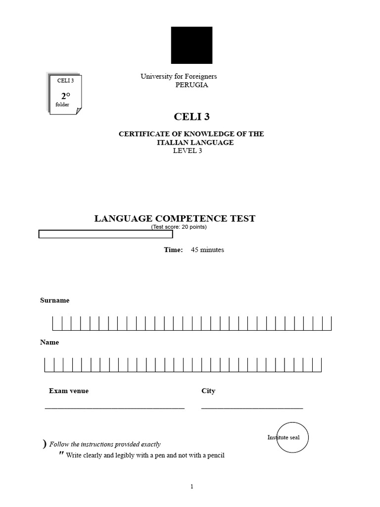 CELI 3 Italian Language Test Overview | PDF | Verb | Linguistics