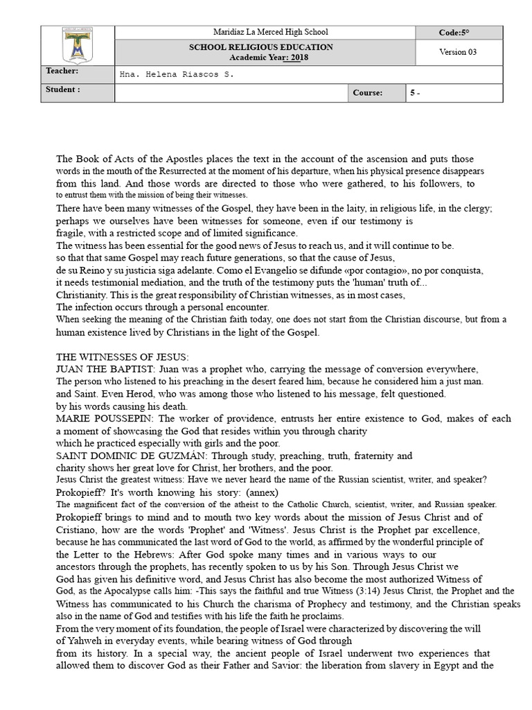 Witnesses of Faith in Christianity | PDF | Jesus | Testimony
