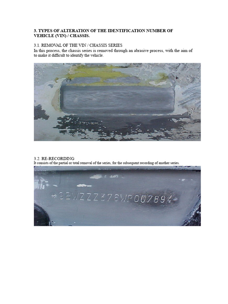 VIN Alteration Methods and Procedures | PDF | Volkswagen | Motor Vehicle