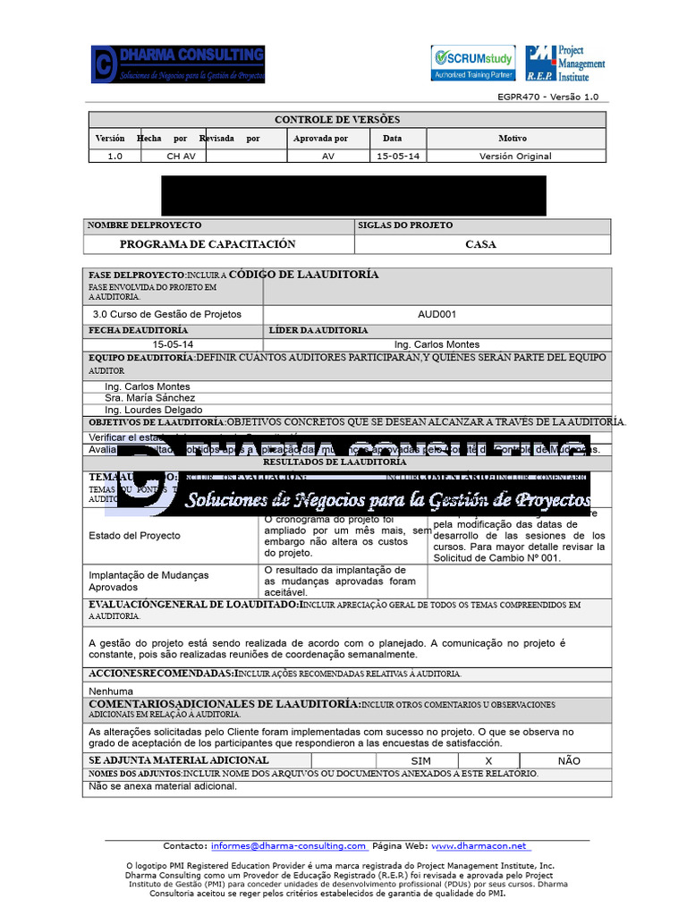 EGPR - 470 - 06 - Relatório de Auditoria de Qualidade | PDF