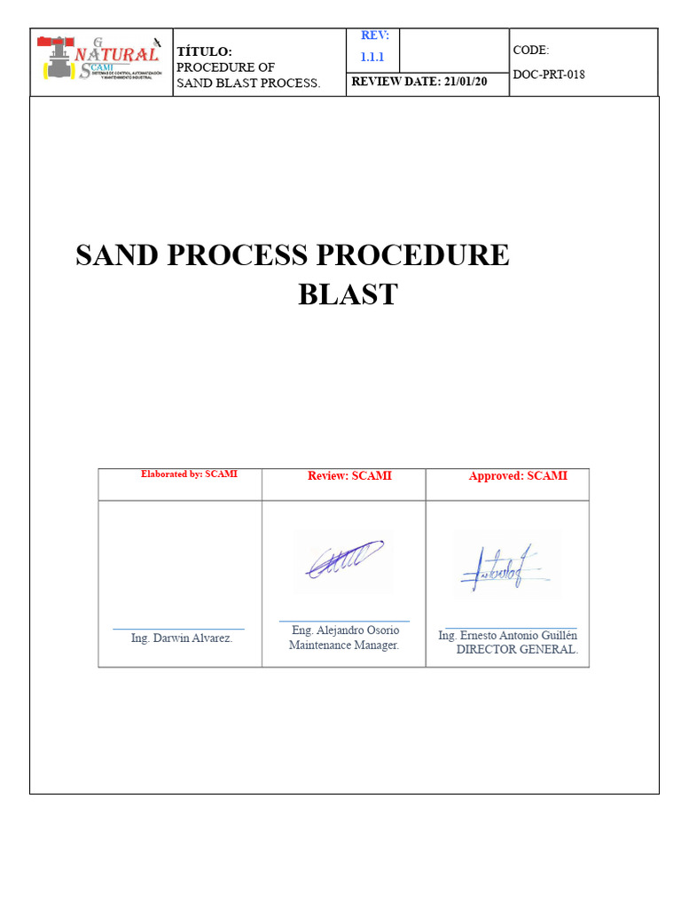 Doc-Prt-018 Sand Blast Process Procedure | PDF | Industrial Processes ...