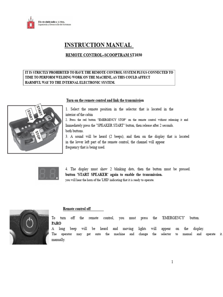 Remote Control Guide for Scooptram ST1030 | PDF | Remote Control | Switch