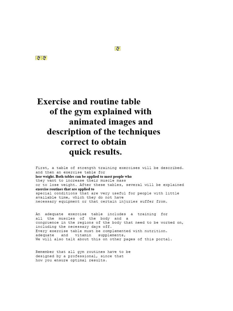 Gym Exercise Routines for Weight Loss | PDF | Anatomical Terms Of ...