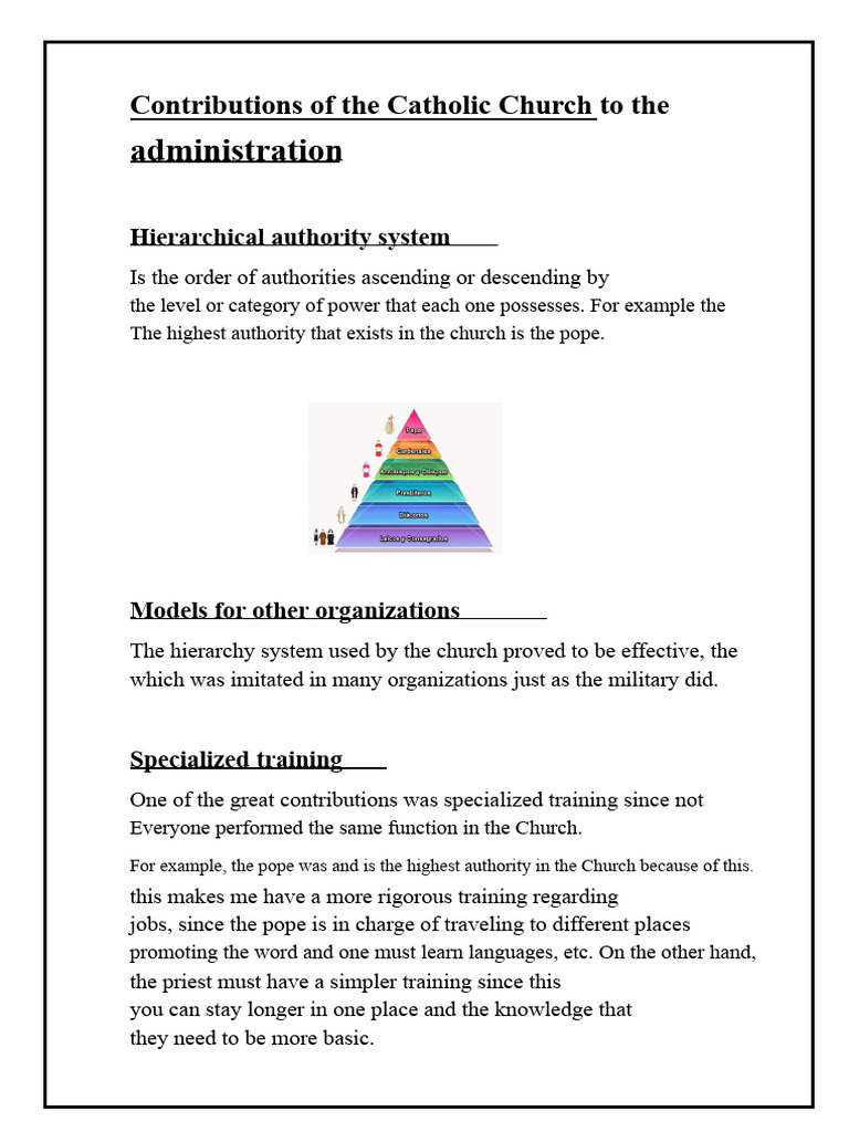 Church and Military Contributions to Administration | PDF | Hierarchy