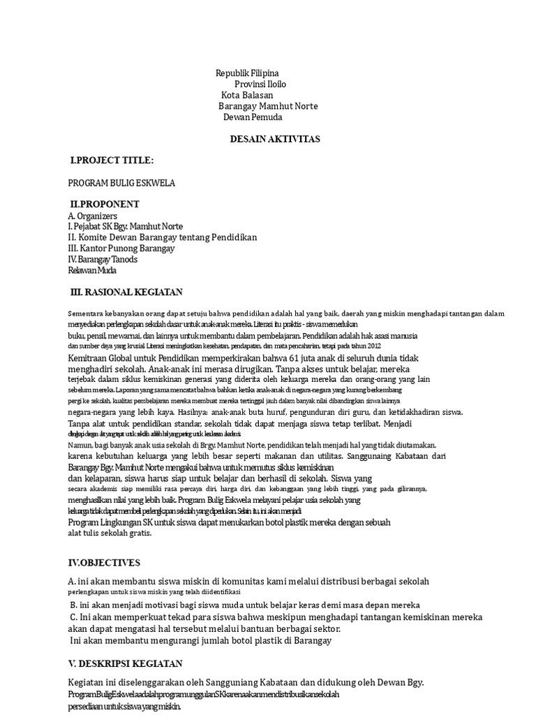 Program Bulig Eskwela untuk Siswa Miskin | PDF