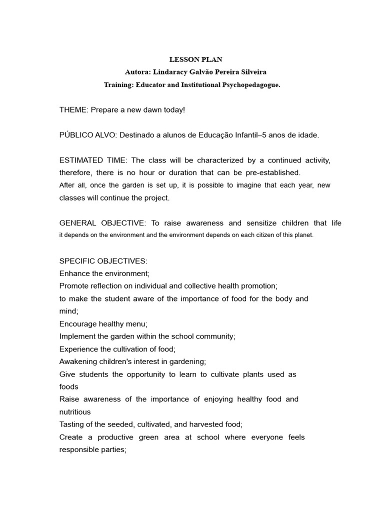 Gardening Lesson Plan for Preschoolers | PDF | Foods