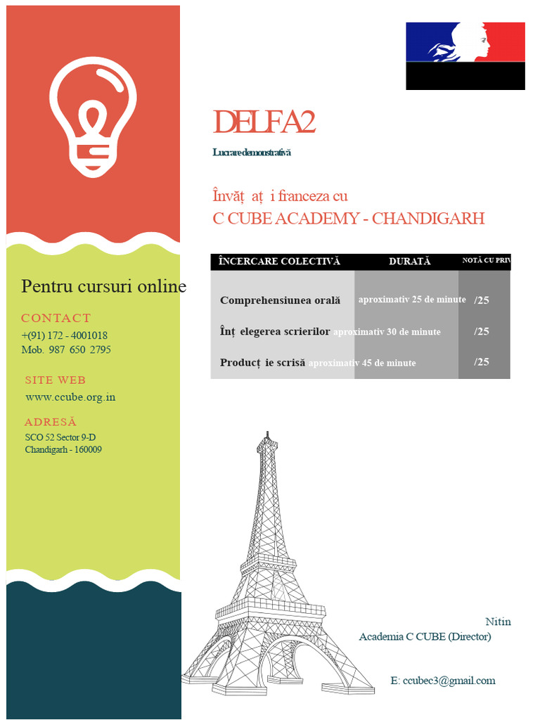 DELF A2 Exemplu de Test 1 Cu Cheia de Raspunsuri | PDF