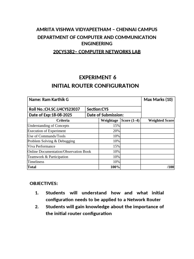 Initial Router Configuration Lab Guide | PDF | Ip Address | Router ...