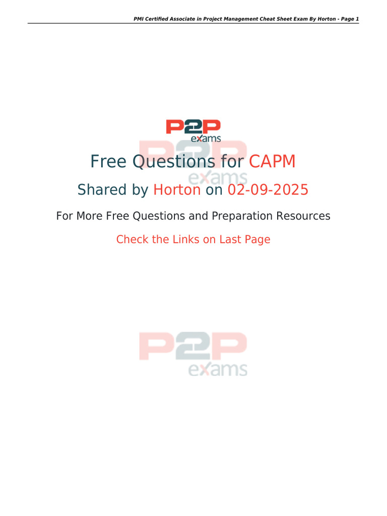 CAPM Exam Cheat Sheet & Questions | PDF | Project Management ...