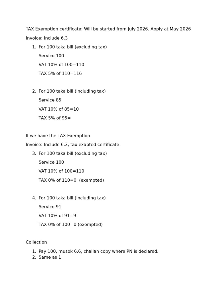 Tax Exemption Certificate Details 2026 | PDF