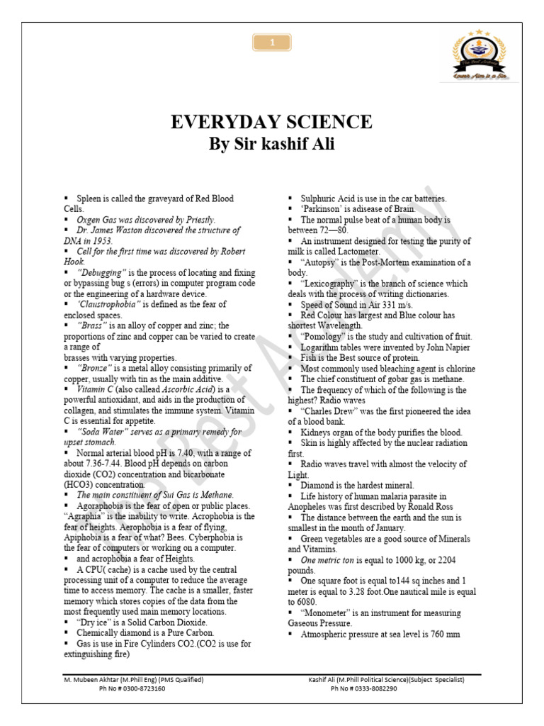 Everyday Science by Sir Kashif Ali | PDF | Sun | Earth
